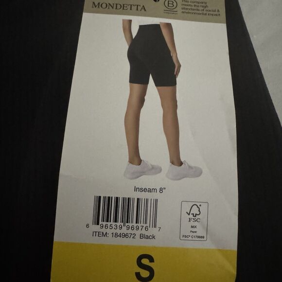 Mondetta Womens Small Black Biker Short High Rise Ribbed Moisture Wicking Active - Picture 14 of 14